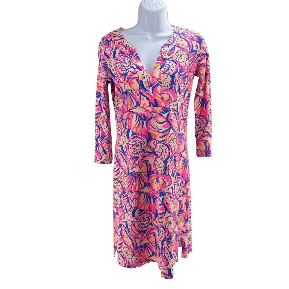 Lilly Pulitzer Womens‎ XS Pima Cotton Holli T-Shirt Dress Pink Coastal Shells
